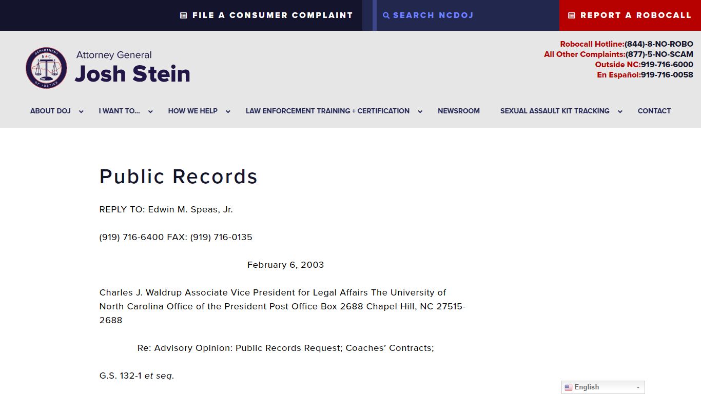 Public Records - NCDOJ